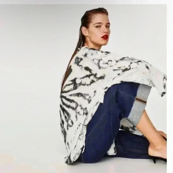 Zara Tie Dye Ruffle Oversized Knit Sweater Small - Picture 1 of 4